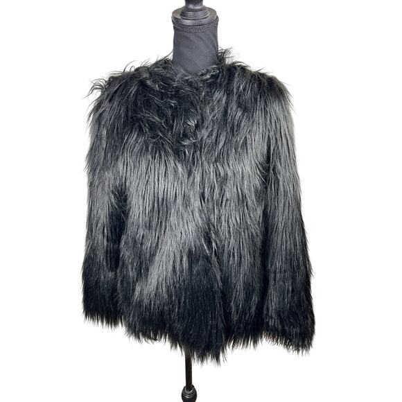 QVC Donna Salyers Fabulous Furs Tibby Collarless Faux Fur Coat BLACK NWOT SIZE S - Picture 2 of 6